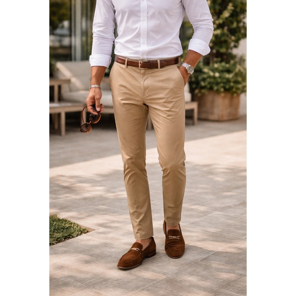 Ted Baker London Chino Pants Mens 34 Tan Slim Stretch Preppy Smart Casual Golf